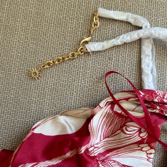 NWT Reformation Yesenia Silk Maxi Halter Dress - Las Dalias Red Floral - Picture 8 of 10